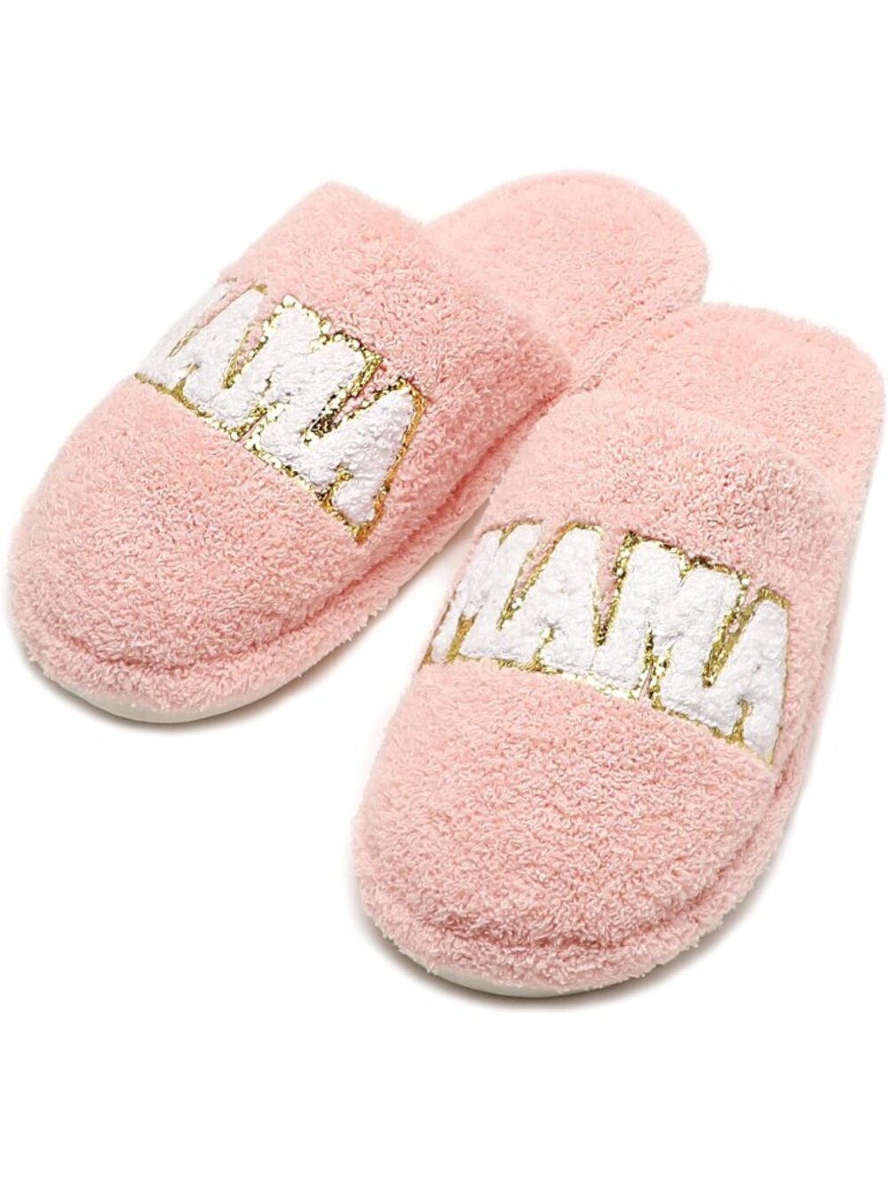Women's Pink Mama Fluffy Slip-on Indoor Outdoor Non-Slip Open Toe Slipper Shoes